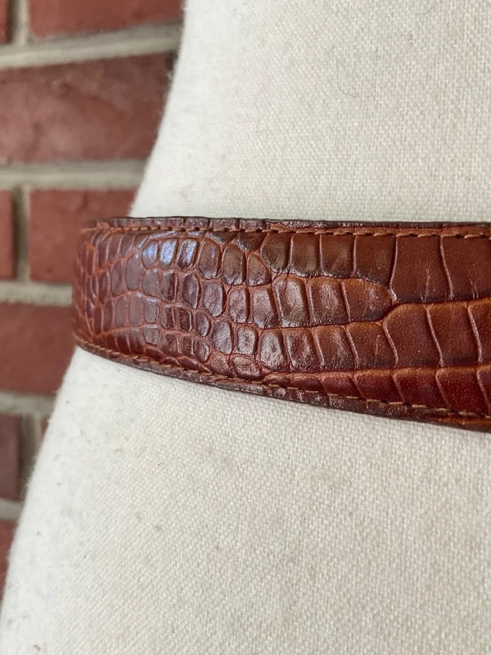 Ritz Brown Croc Embossed Leather Adjustable Belt Size M